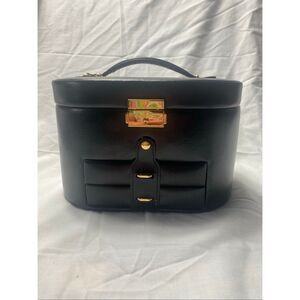 Wolf Designs Jewelry Case Leather Black Elegant Vintage Luxe Travel Lock Key